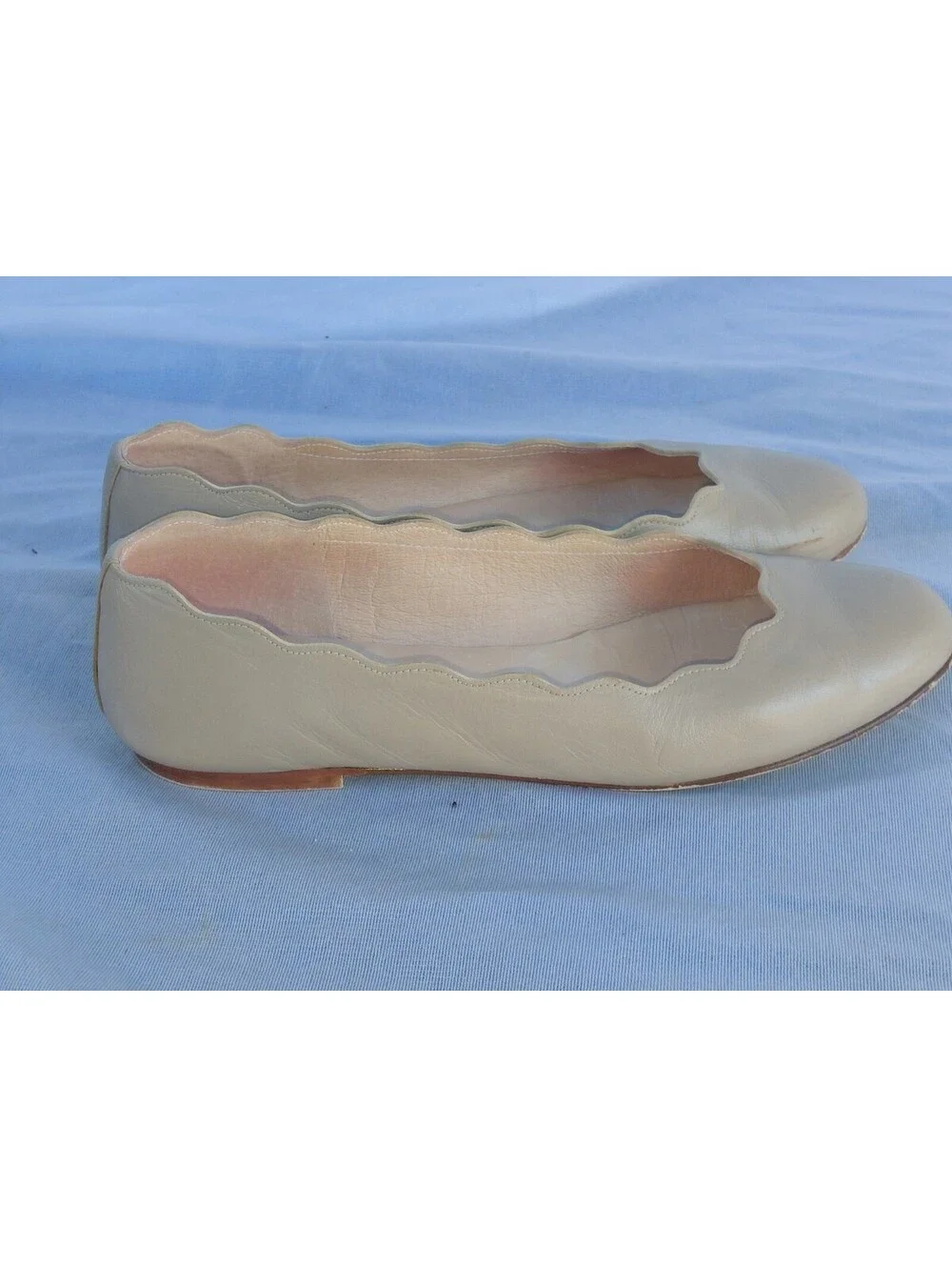 French Soles Leather Jigsaw Ballet Flat Round Toe Size 8